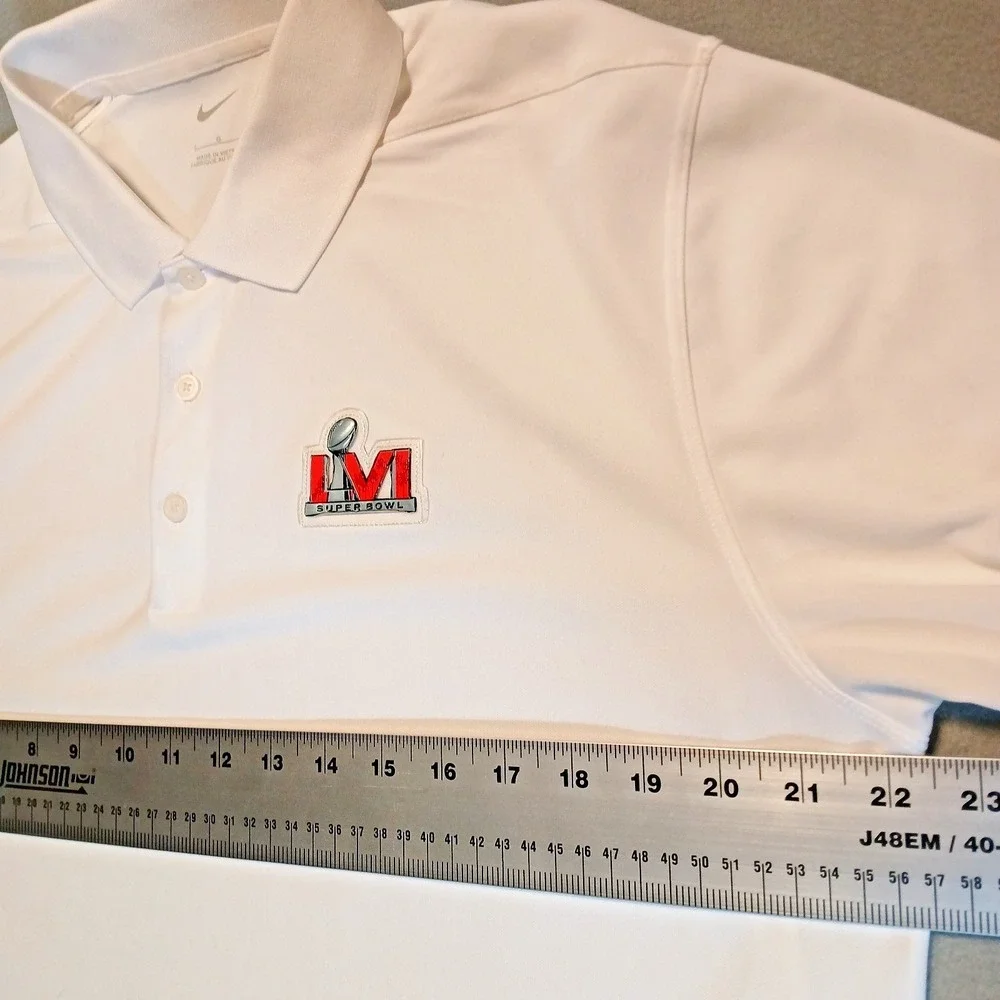 Los Angeles Rams Super Bowl LVI Polo Shirt Large White Nike Dri Fit‎ White Glove